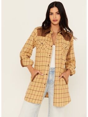 TASHA POLIZZI WOMEN'S PLAID PRINT LONG SLEEVE SNAP WESTERN SHIRT
